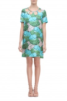 PRINTED PETAL PATTERNED DRESS