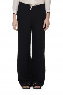 PALAZZO TROUSERS WITH DRAWSTRING - BLACK