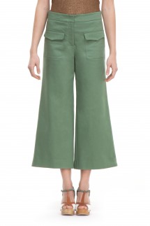 WIDE CUT TROUSERS WITH POCKETS - SAGE GREEN