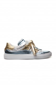 SNEAKERS IN MICRONY MET WITH TASSELS - THREE-TONE