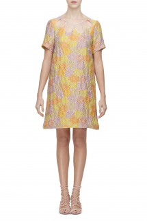 JACQUARD PETAL PATTERNED DRESS