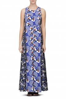MAXI DRESS WITH OPEN PLEAT - ROYAL BLUE